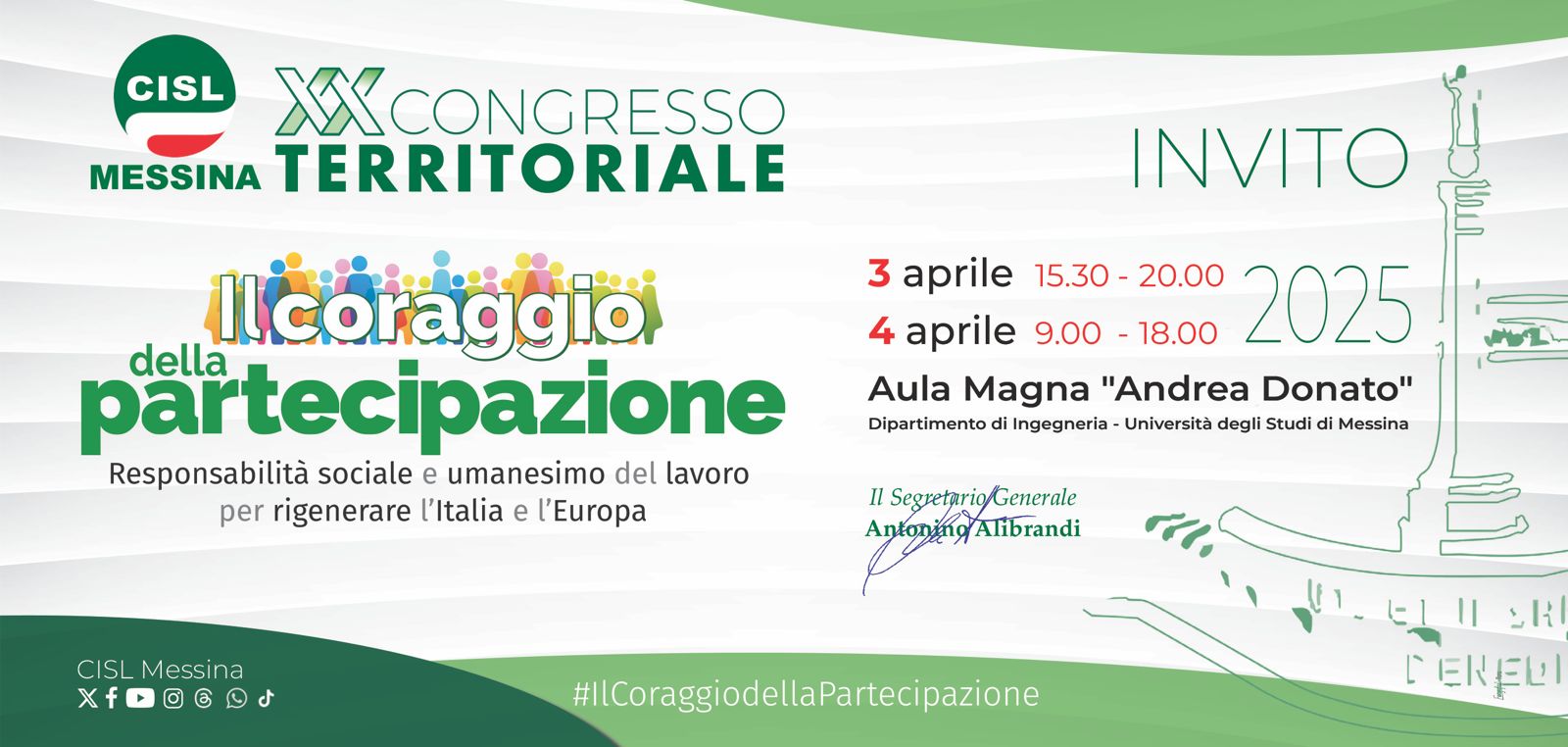 Verso il XX Congresso territoriale della Cisl Messina, il 3 e 4 aprile nell’Aula Magna del Dipartimento di Ingegneria al Papardo.